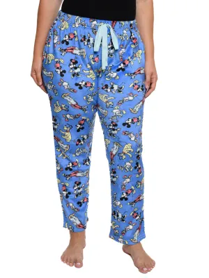 Disney Mickey Mouse & Friends Lounge Pajama Pants Plush Womens Plus Size Blue