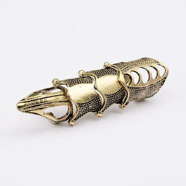 docona Punk knight Skull Double Finger Ring Knuckle Armour Full Finger Ring Gothic Punk Silvery Ghost Rings Men Brinco 2004