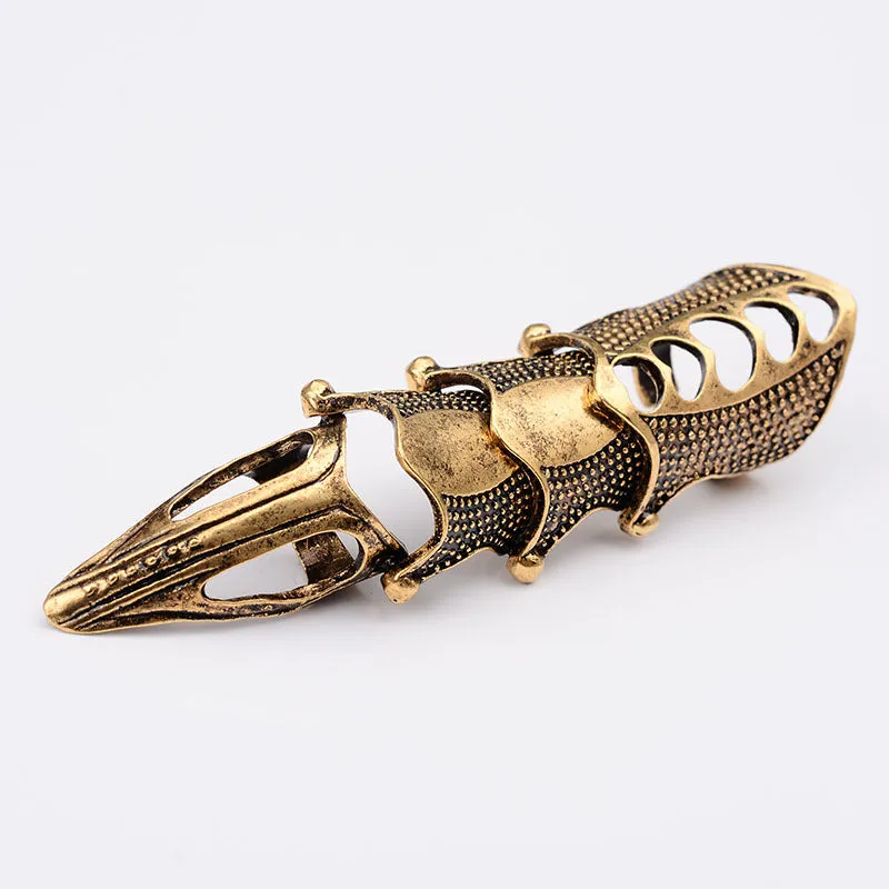 docona Punk knight Skull Double Finger Ring Knuckle Armour Full Finger Ring Gothic Punk Silvery Ghost Rings Men Brinco 2004