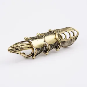 docona Punk knight Skull Double Finger Ring Knuckle Armour Full Finger Ring Gothic Punk Silvery Ghost Rings Men Brinco 2004