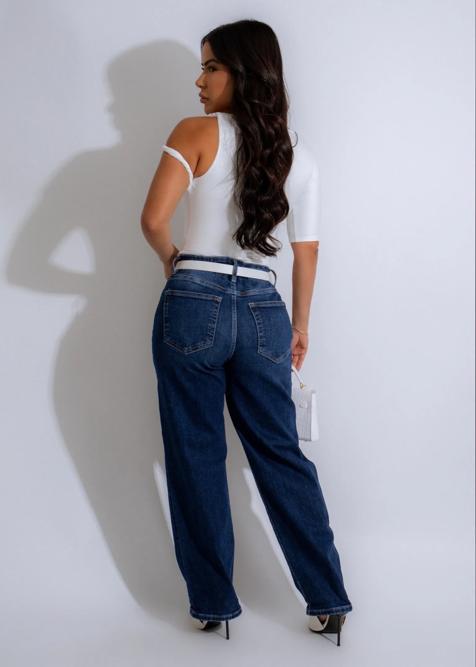 Everlast High Rise Cuff Jeans Dark Denim
