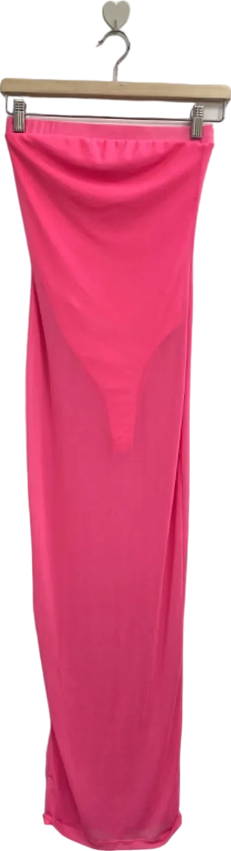 Fashion Nova Pink Bandeau Dress with Built-in Bodysuit UK S