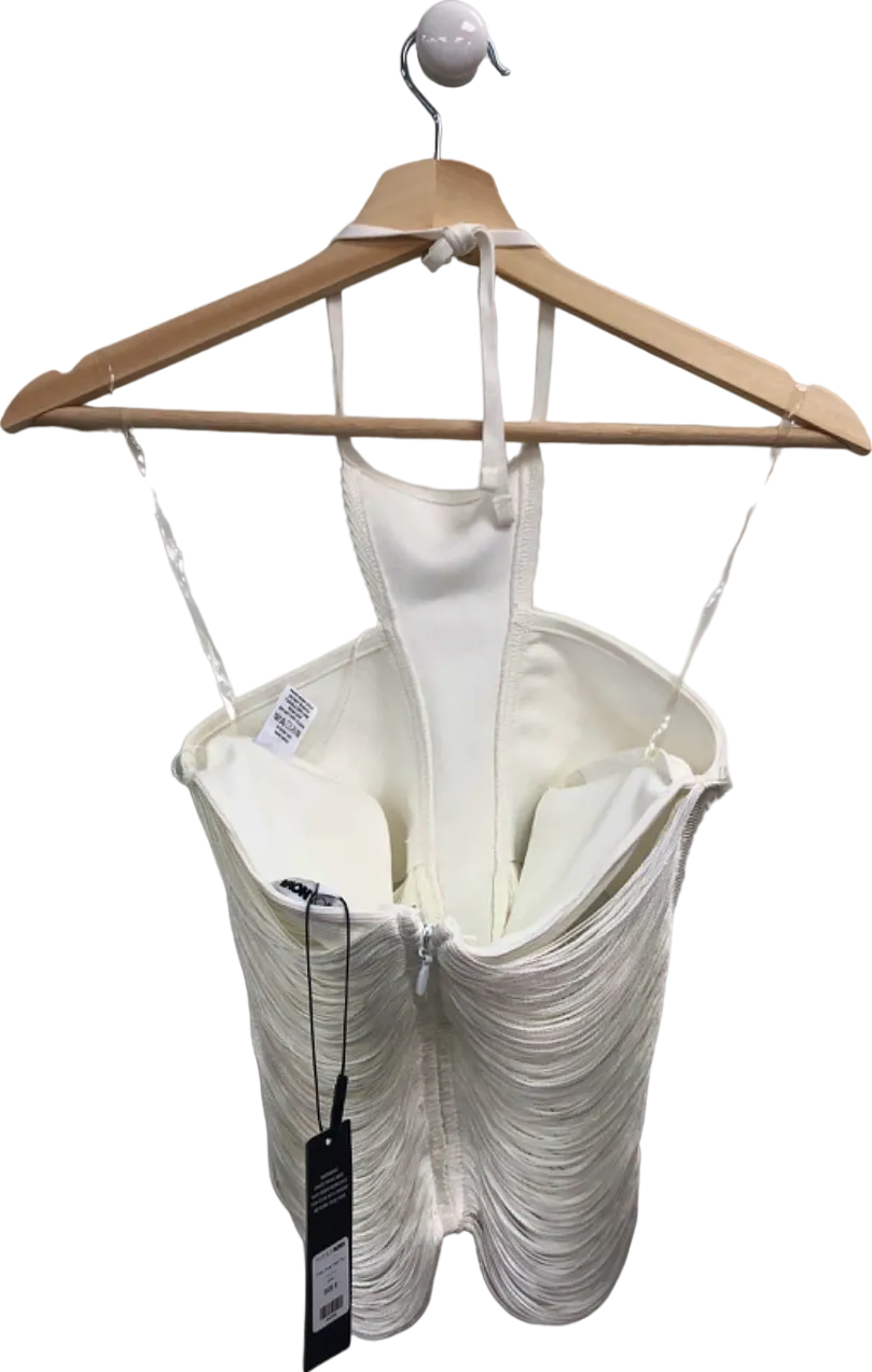 Fashion Nova White Fraza Fringe Halter Top UK S