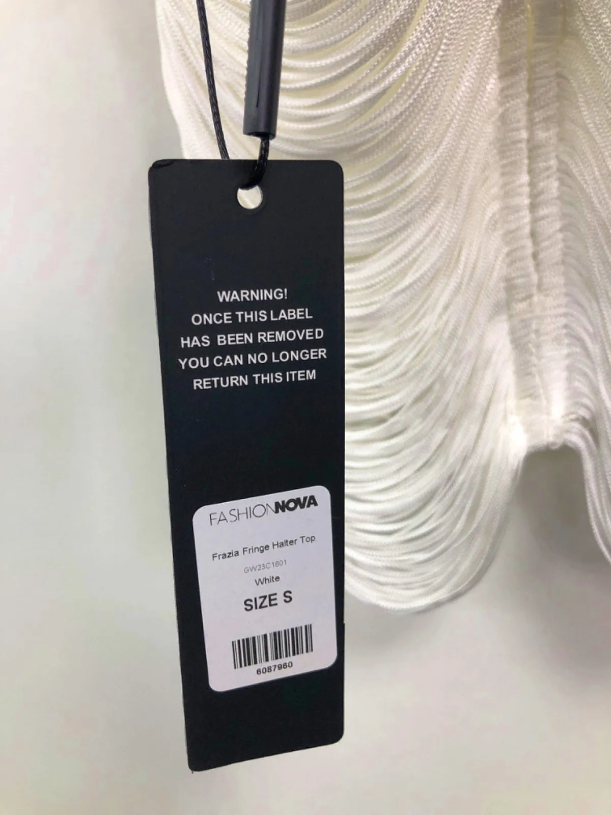Fashion Nova White Fraza Fringe Halter Top UK S