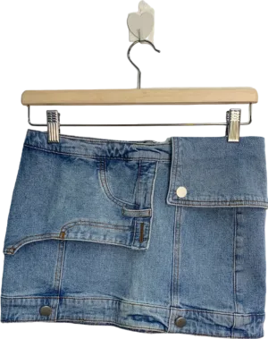 FashionNova Blue Asymmetrical Denim Mini Skirt S