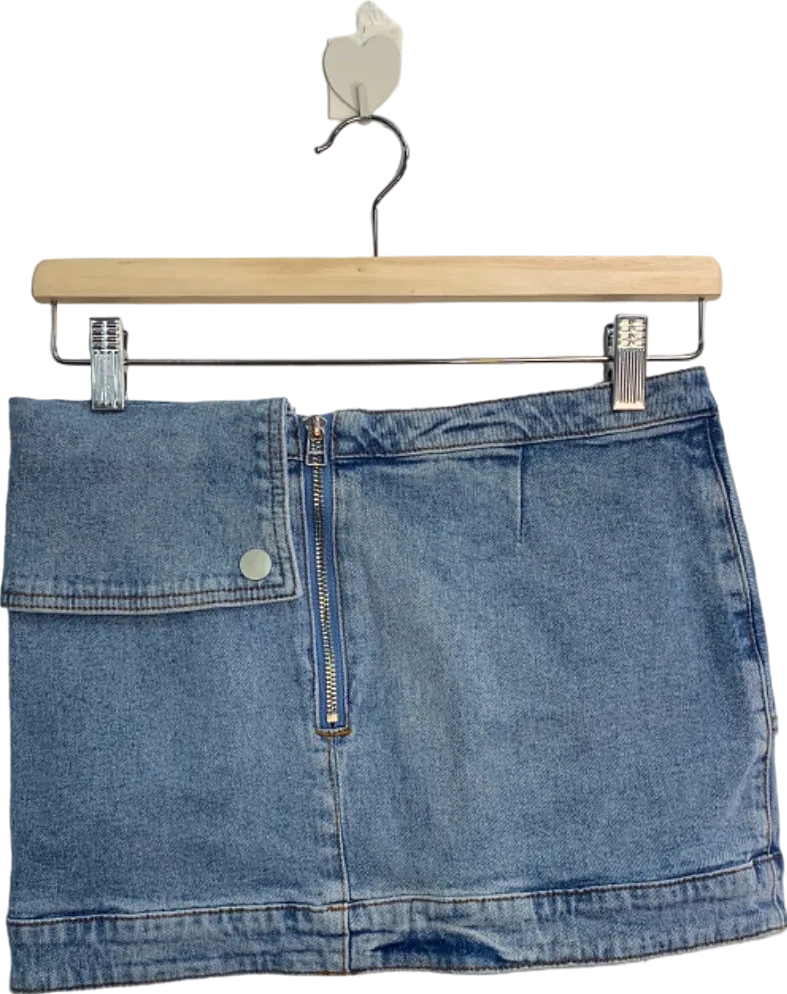 FashionNova Blue Asymmetrical Denim Mini Skirt S
