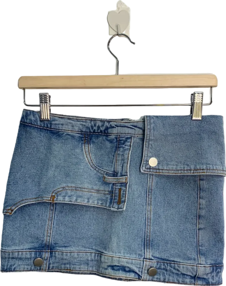 FashionNova Blue Asymmetrical Denim Mini Skirt S