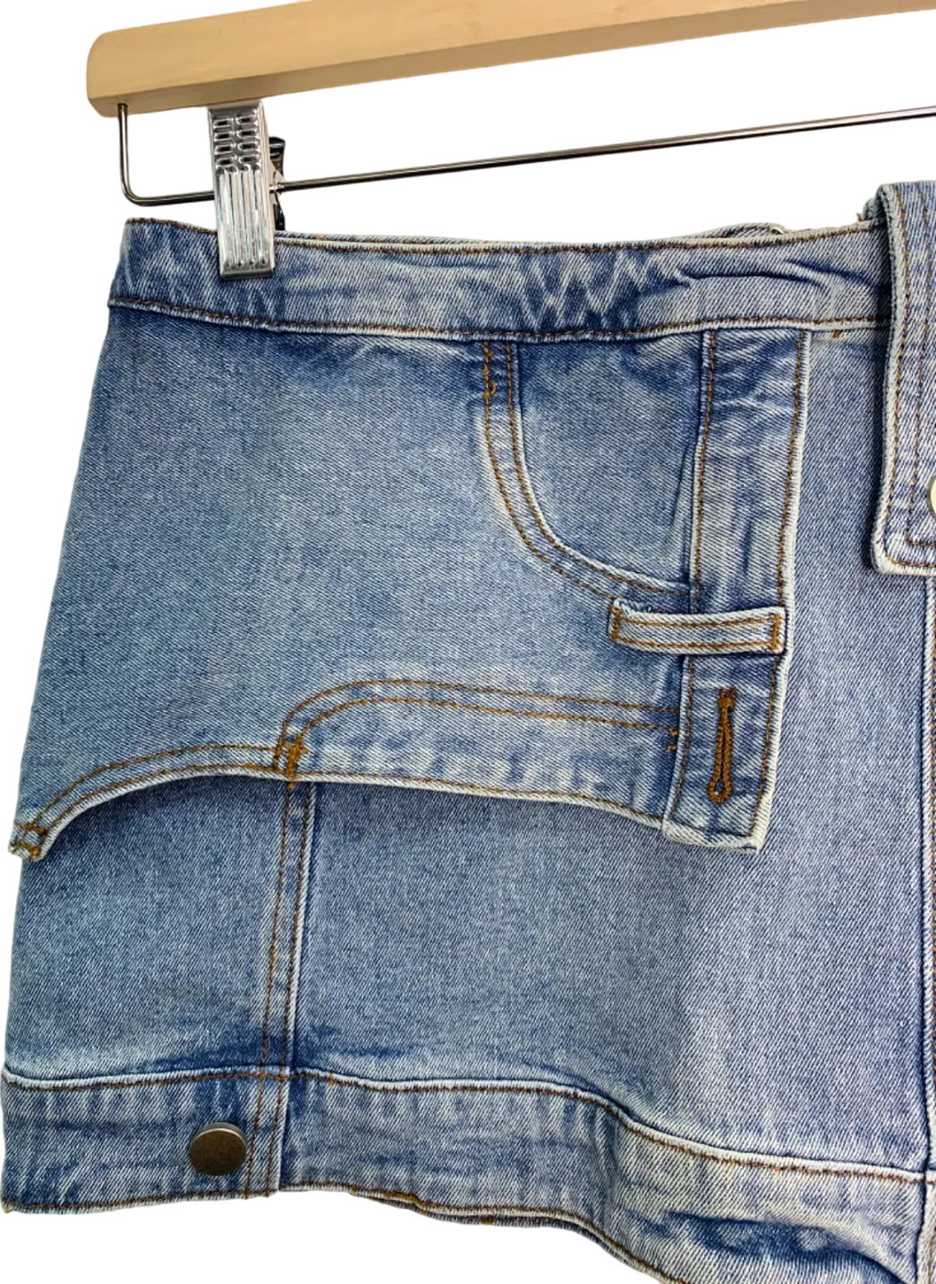 FashionNova Blue Asymmetrical Denim Mini Skirt S
