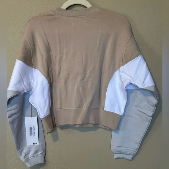 FEAT x Helen Owen Tri-Color Color-block Oversized Crewneck, XS, NWT