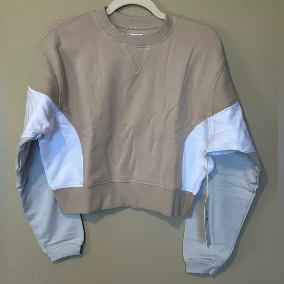 FEAT x Helen Owen Tri-Color Color-block Oversized Crewneck, XS, NWT