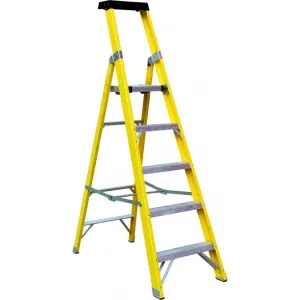 Fibreglass Platform Step Ladder 5 Step, Fujiplus, Md:fp-05a
