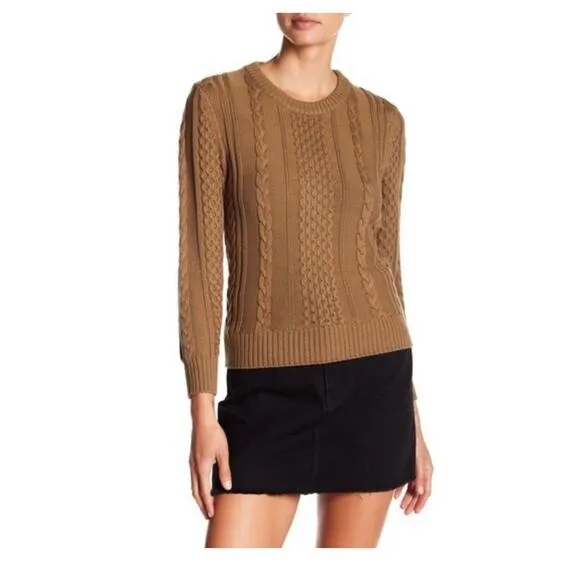 Frame Olive Green Cable Knit Chunky Knit Cropped Fisherman Sweater Large