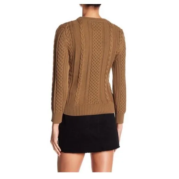 Frame Olive Green Cable Knit Chunky Knit Cropped Fisherman Sweater Large