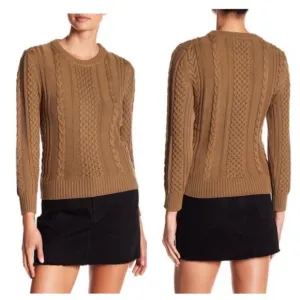 Frame Olive Green Cable Knit Chunky Knit Cropped Fisherman Sweater Large