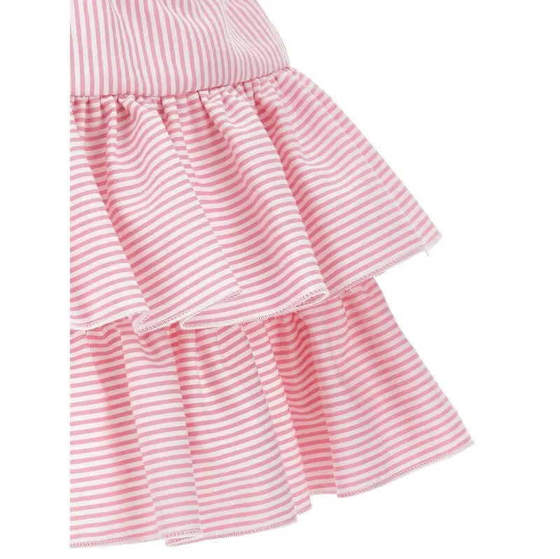 Girls Pink Striped Ruffle Skirt