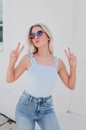 Gisele Striped Bodysuit - Blue
