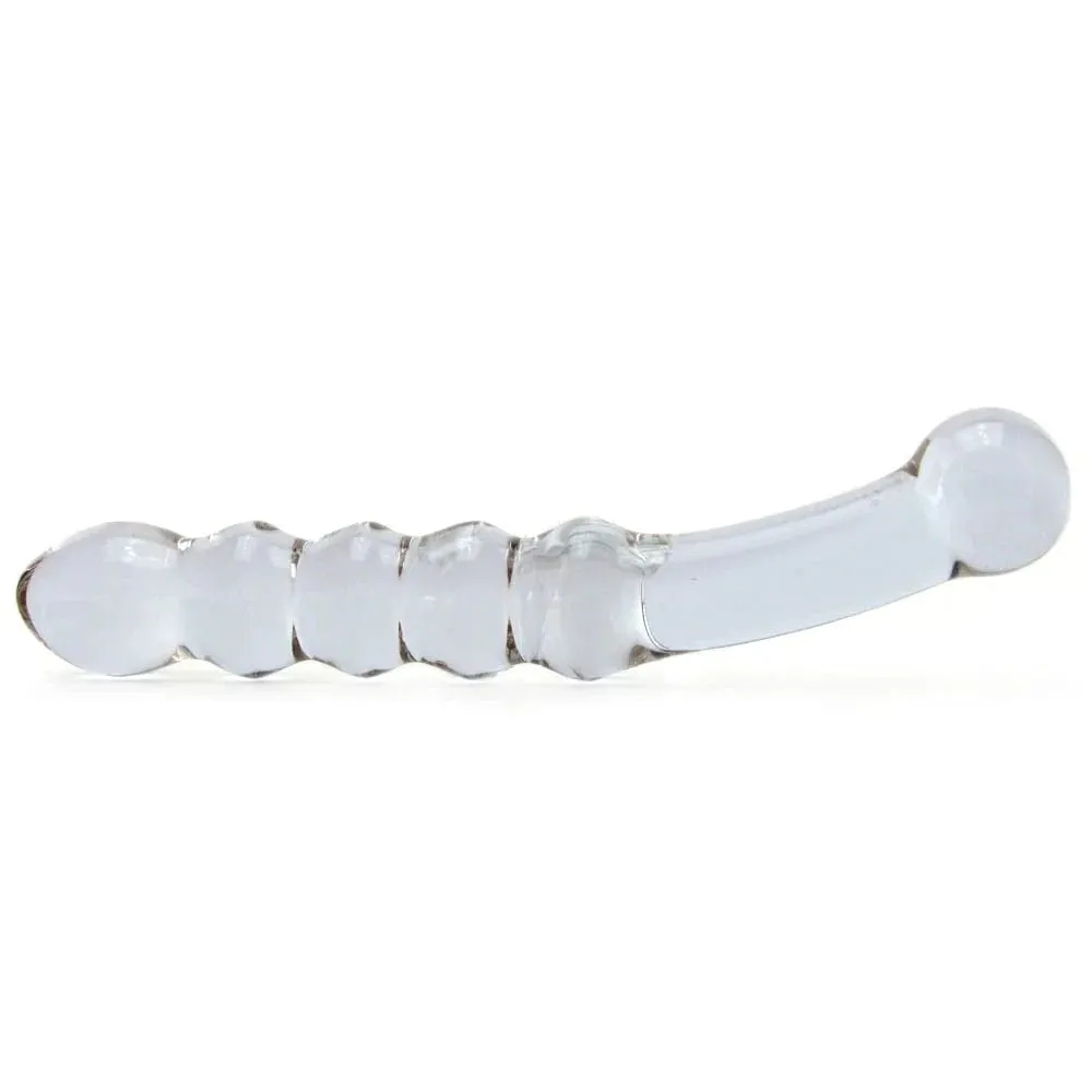 glas Purple Rain Ribbed Glass Dildo