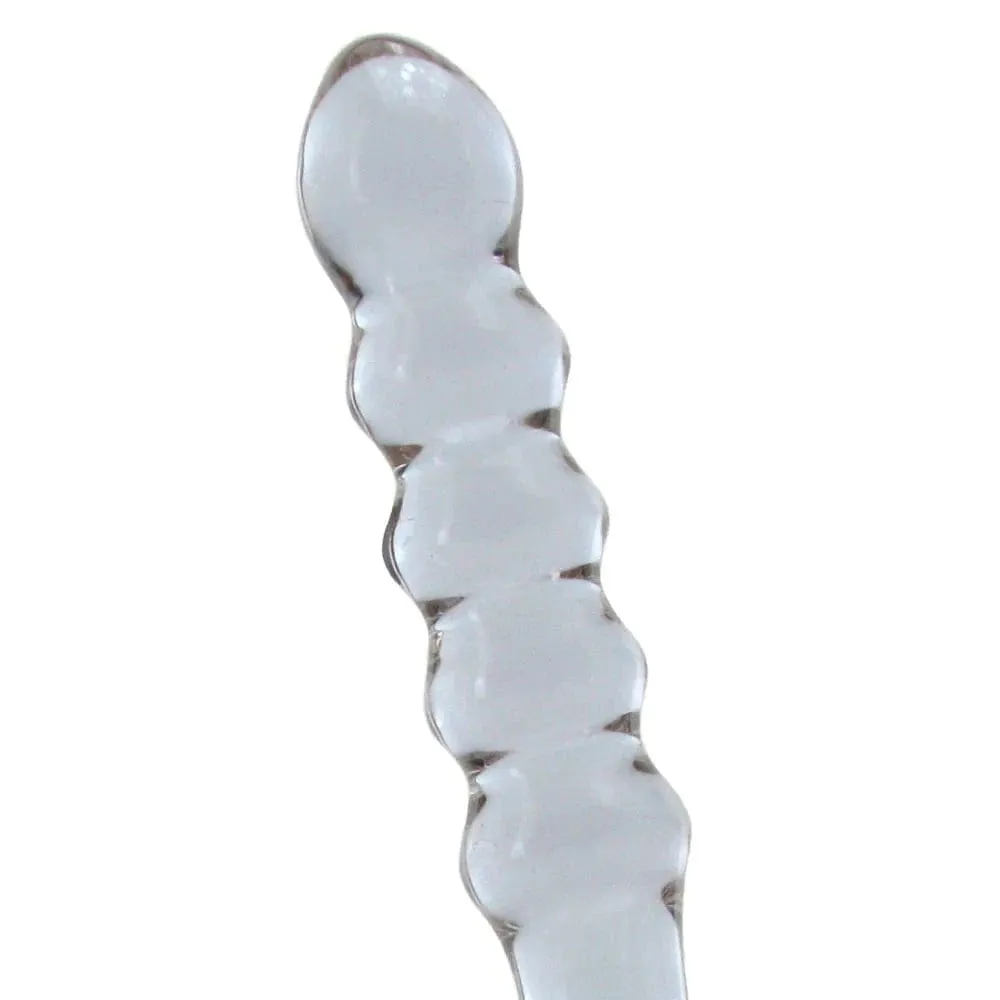 glas Purple Rain Ribbed Glass Dildo