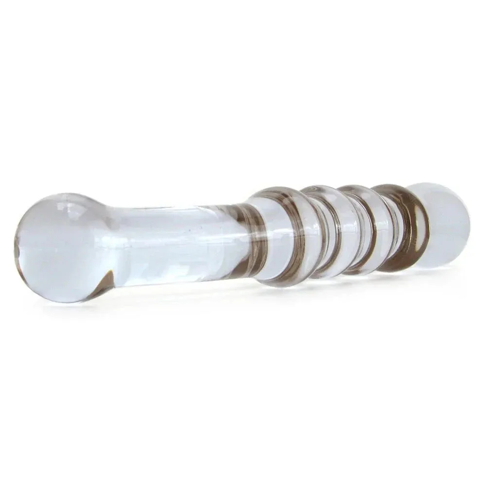 glas Purple Rain Ribbed Glass Dildo