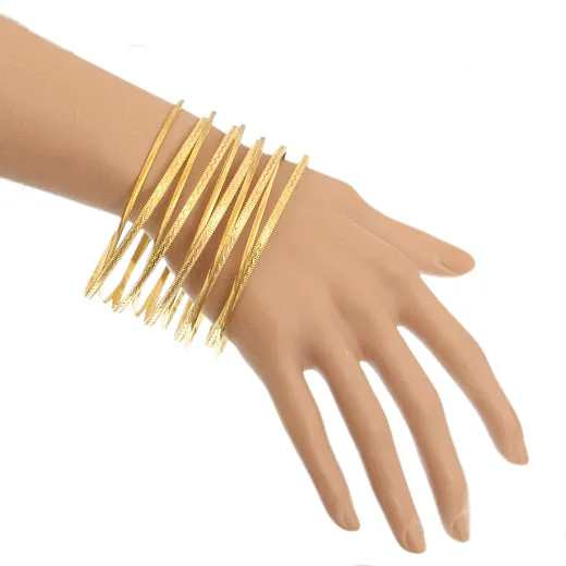 Gold Coil Spiral Bangle Bracelet