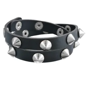 Gothic Punk Metal Cone Stud Spikes Rivet Leather Bracelet Wristband Cuff Bangle Cool Men Women Multilayer Bracelet