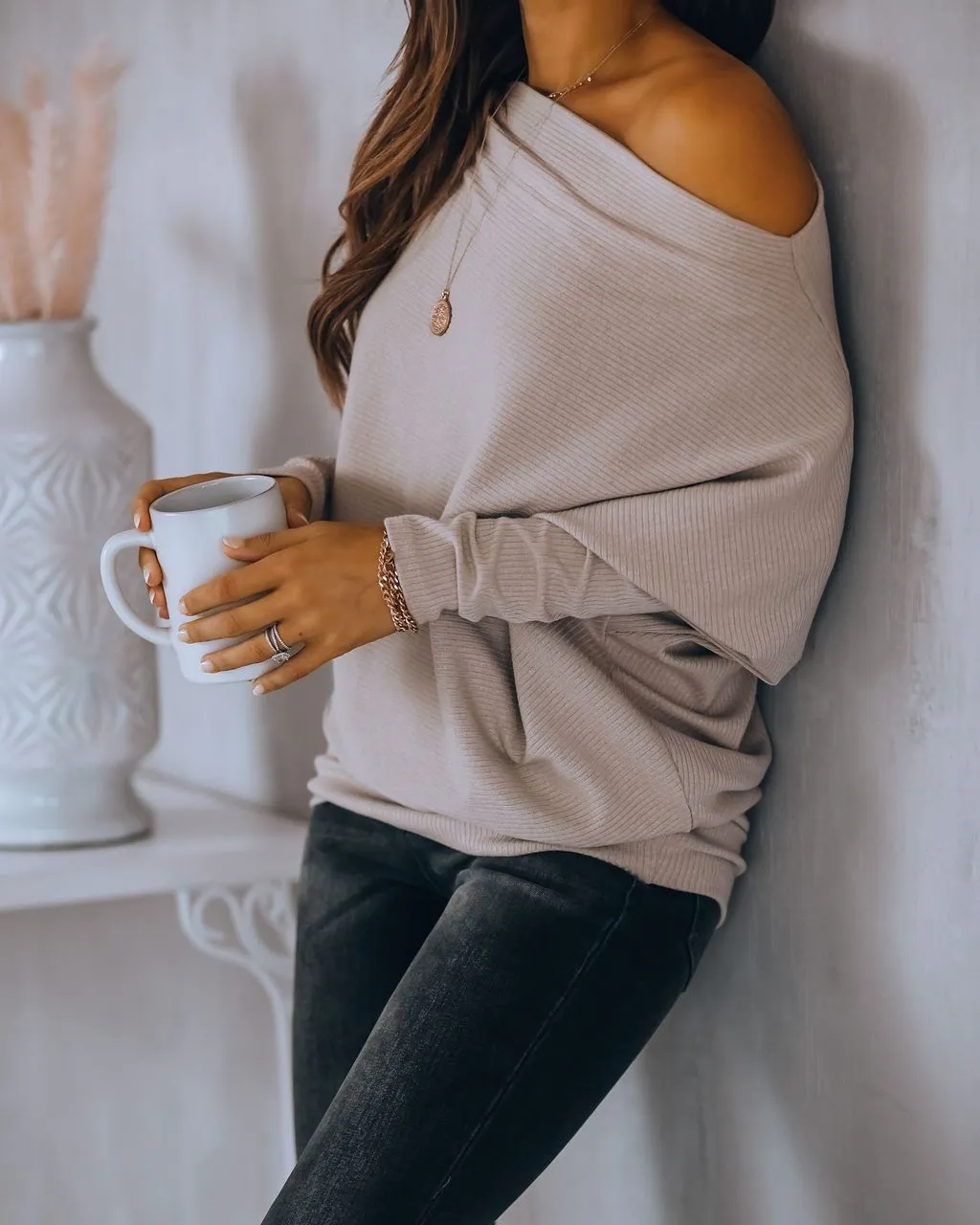 Grateful Dolman Knit Top - Beige