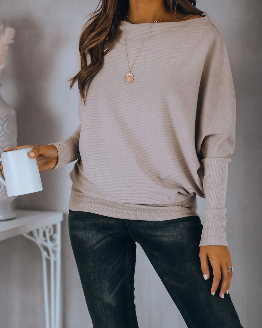 Grateful Dolman Knit Top - Beige