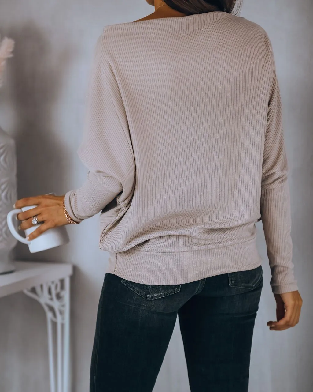 Grateful Dolman Knit Top - Beige