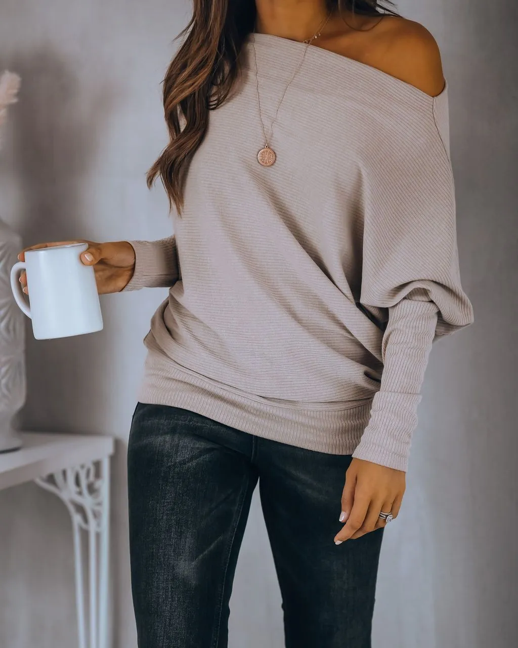 Grateful Dolman Knit Top - Beige