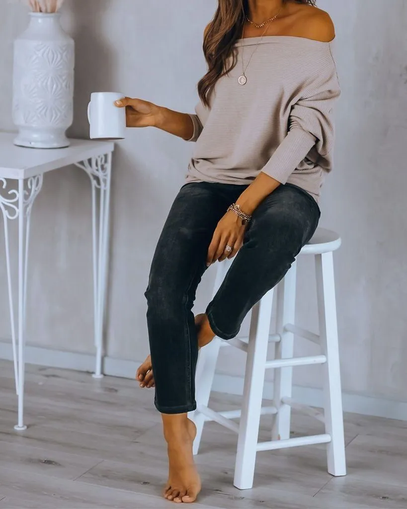 Grateful Dolman Knit Top - Beige