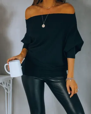 Grateful Dolman Knit Top - Black