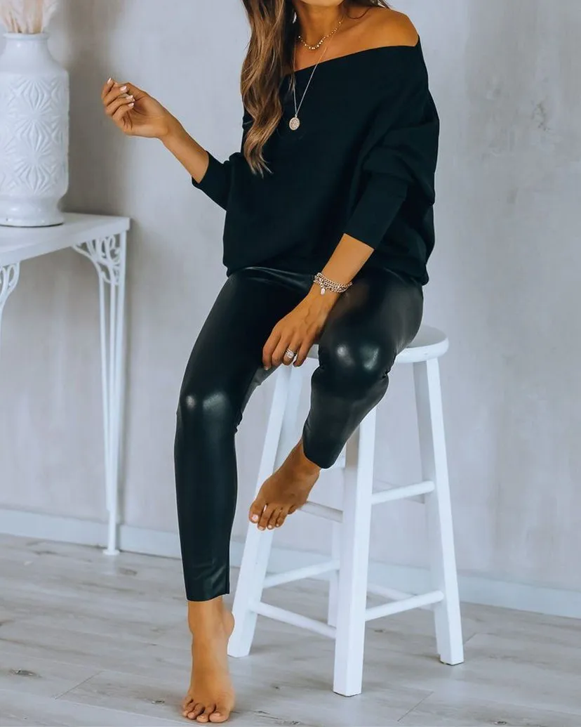 Grateful Dolman Knit Top - Black