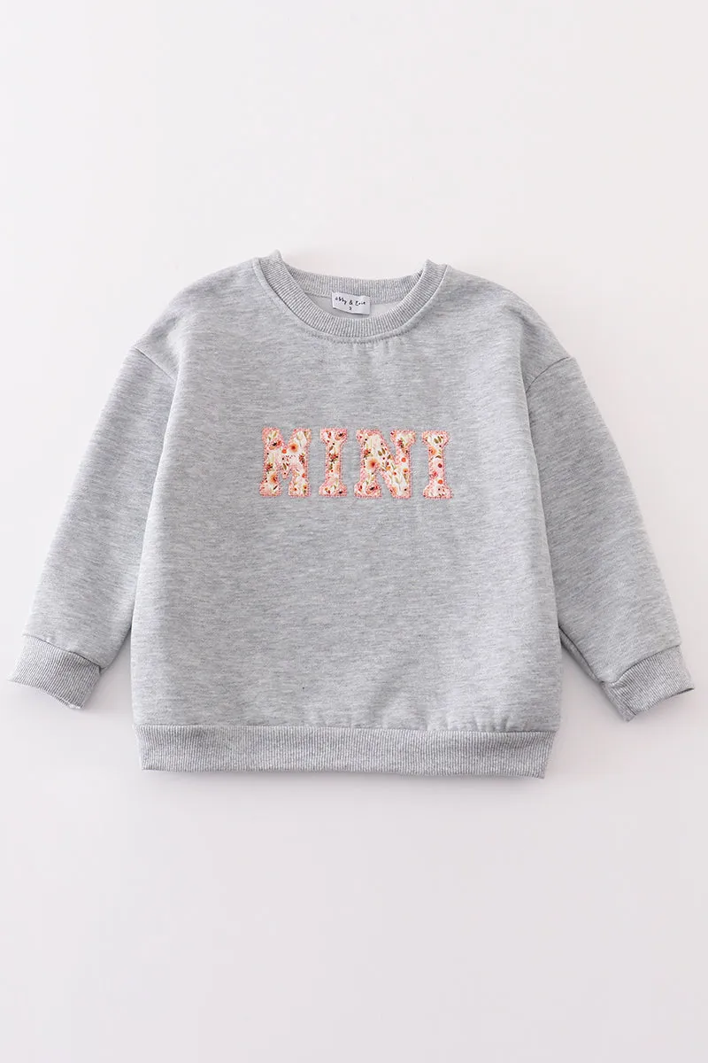 Gray Mama&mini Applique Fleece Mom&me Sweatshirt