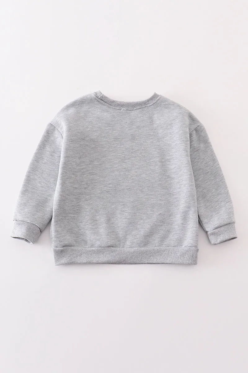 Gray Mama&mini Applique Fleece Mom&me Sweatshirt