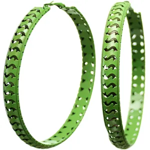 Green Large Cutout Round Hoop Earrings