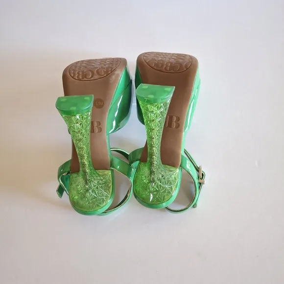 Green Size 5.5 Square Toe Gianni Bini Patent Barbie Tapered Flare‎ Heel
