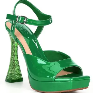 Green Size 5.5 Square Toe Gianni Bini Patent Barbie Tapered Flare‎ Heel