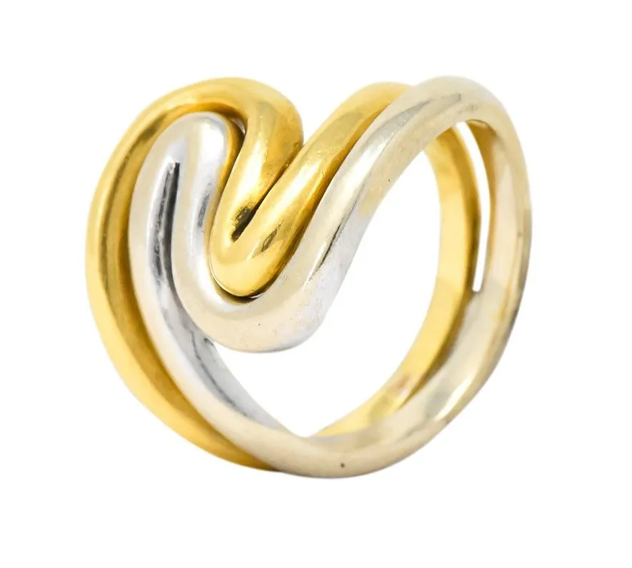 Gucci Vintage 18 Karat Two-Tone Gold Wave Stacking Rings