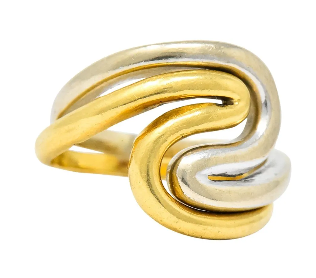 Gucci Vintage 18 Karat Two-Tone Gold Wave Stacking Rings