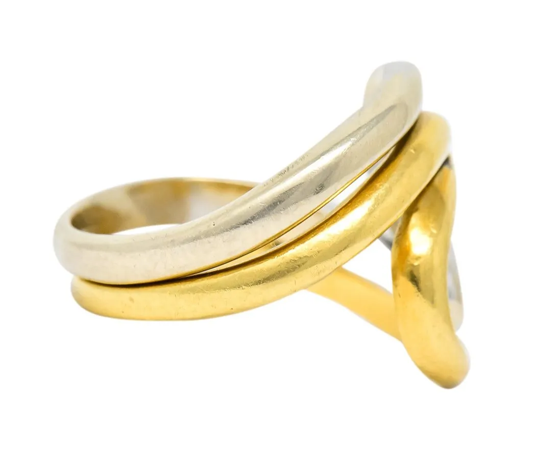 Gucci Vintage 18 Karat Two-Tone Gold Wave Stacking Rings