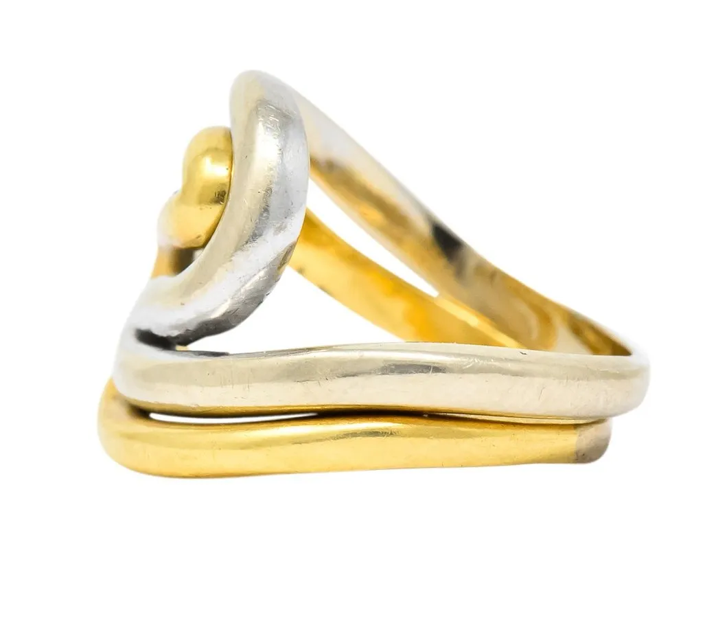 Gucci Vintage 18 Karat Two-Tone Gold Wave Stacking Rings