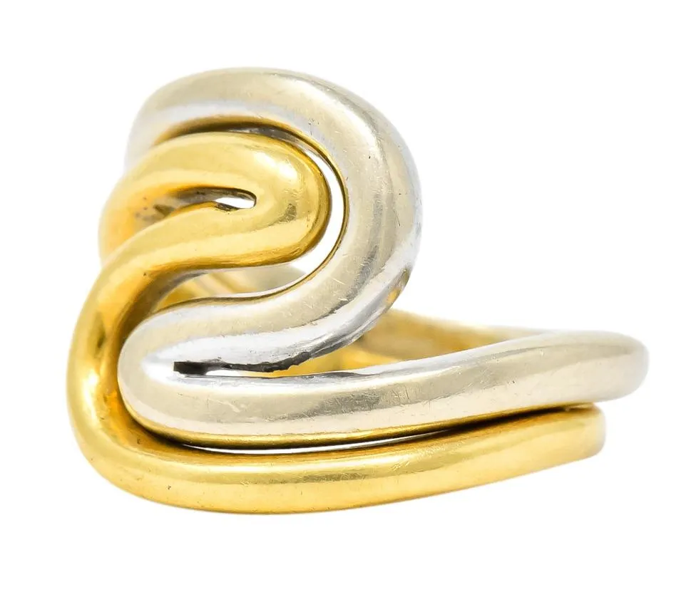 Gucci Vintage 18 Karat Two-Tone Gold Wave Stacking Rings
