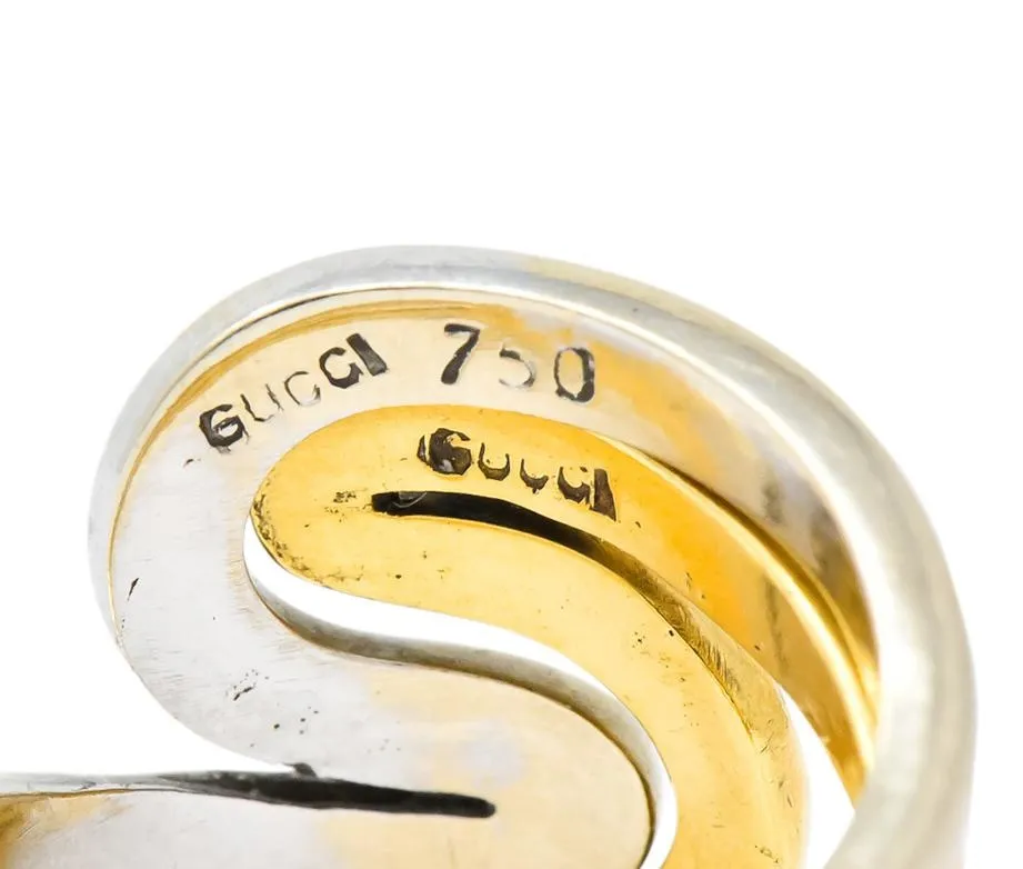 Gucci Vintage 18 Karat Two-Tone Gold Wave Stacking Rings