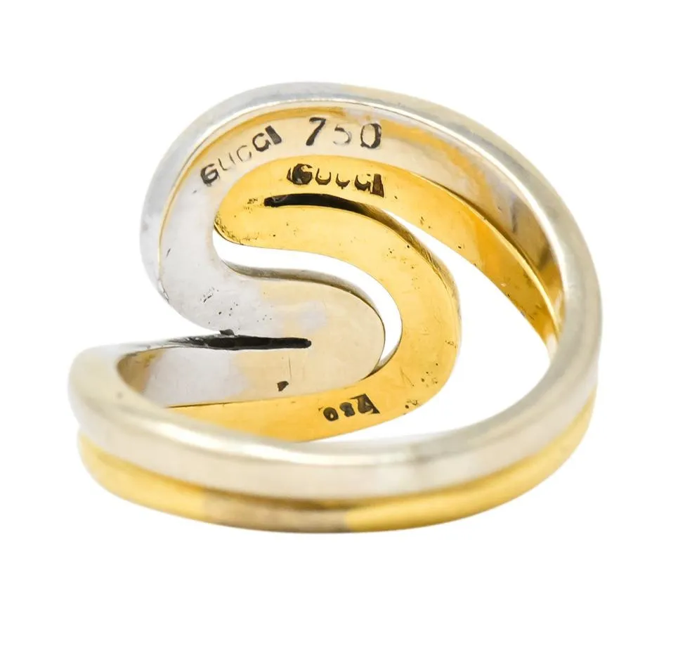 Gucci Vintage 18 Karat Two-Tone Gold Wave Stacking Rings