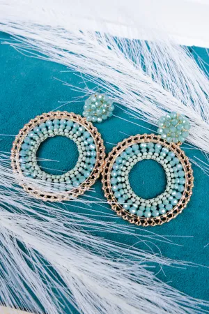 Harper Aqua Beaded Goldtone Earrings
