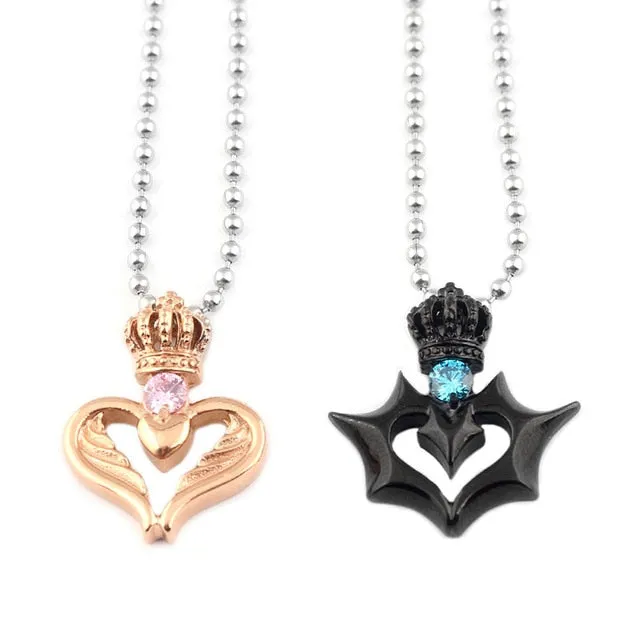 Her King &amp; His Queen Couple Necklaces Lovers Pendant Fashion Crystal Jewelry Gifts
