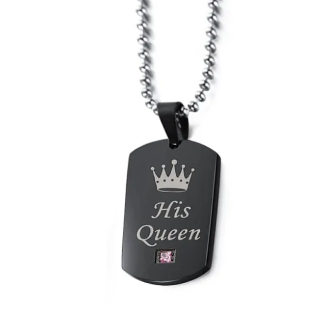 Her King &amp; His Queen Couple Necklaces Lovers Pendant Fashion Crystal Jewelry Gifts