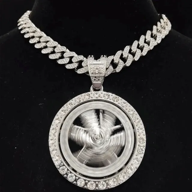Hip hop style swirling maple leaf pendant necklace for men