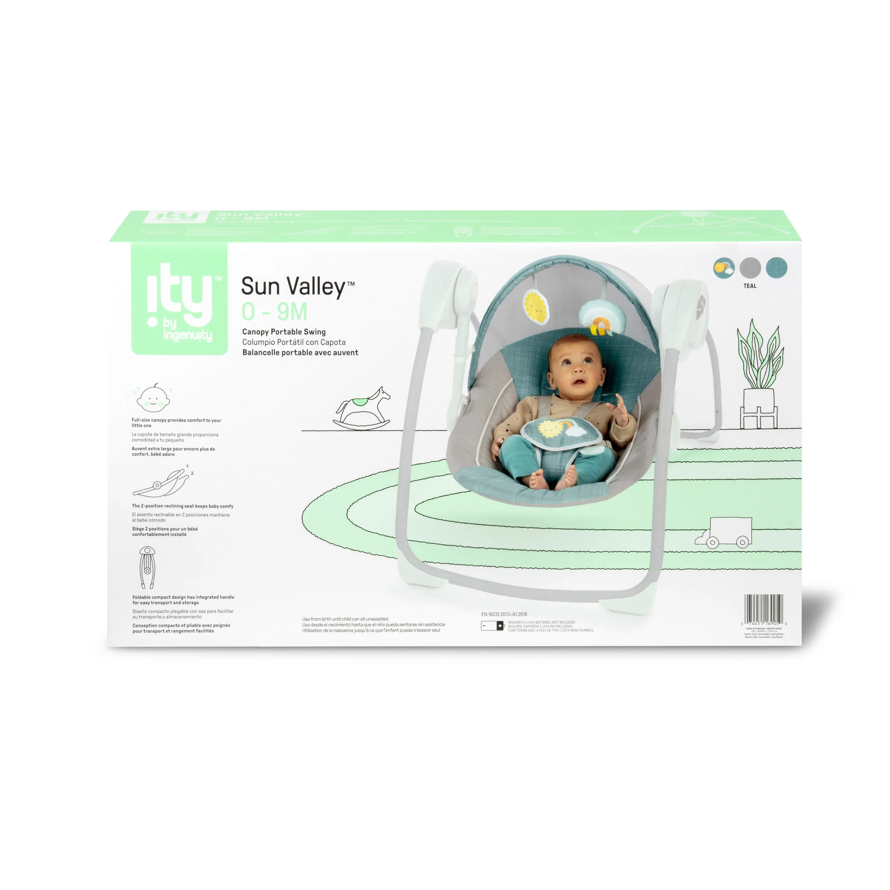 Ingenuity Sun Valley Canopy Portable Swing Teal