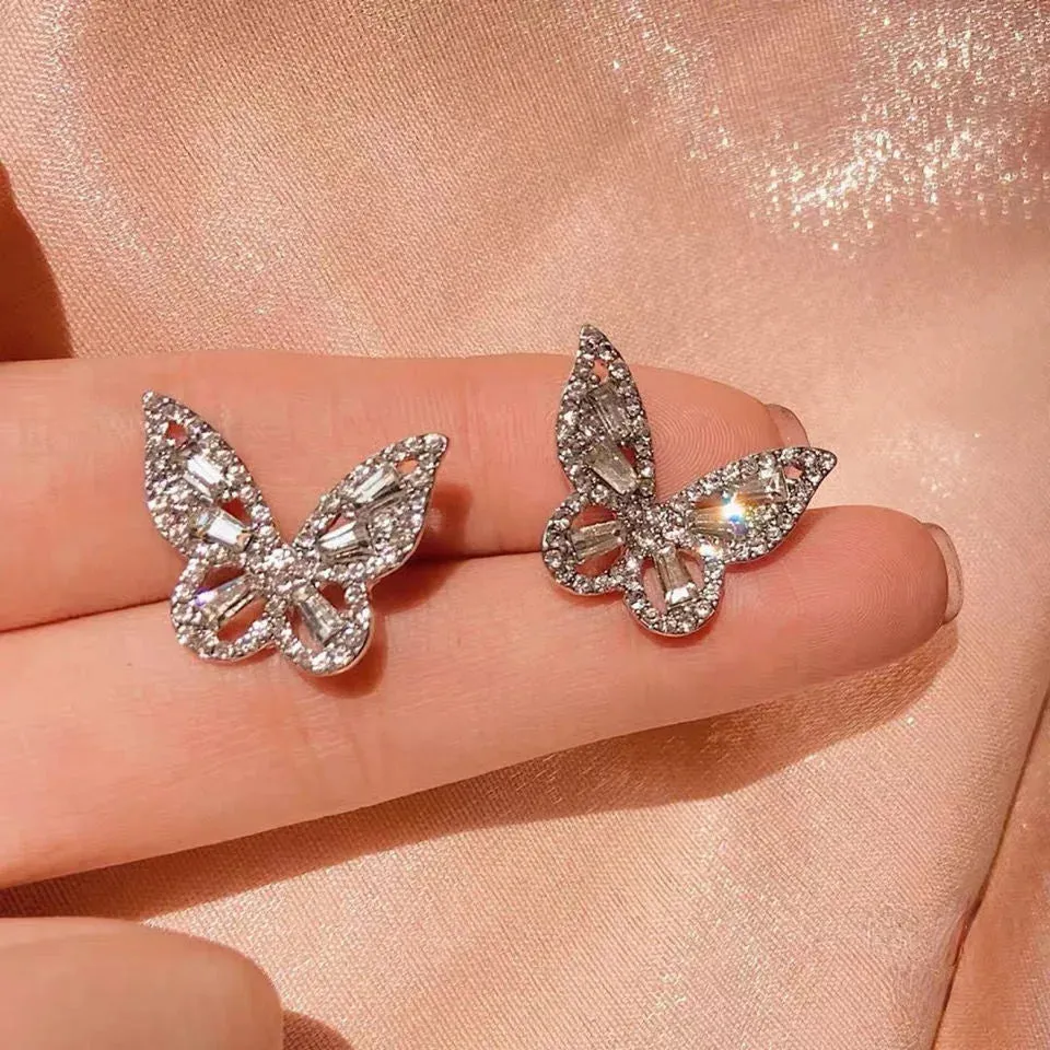 Inlaid Rhinestone Bow Tassel Earrings